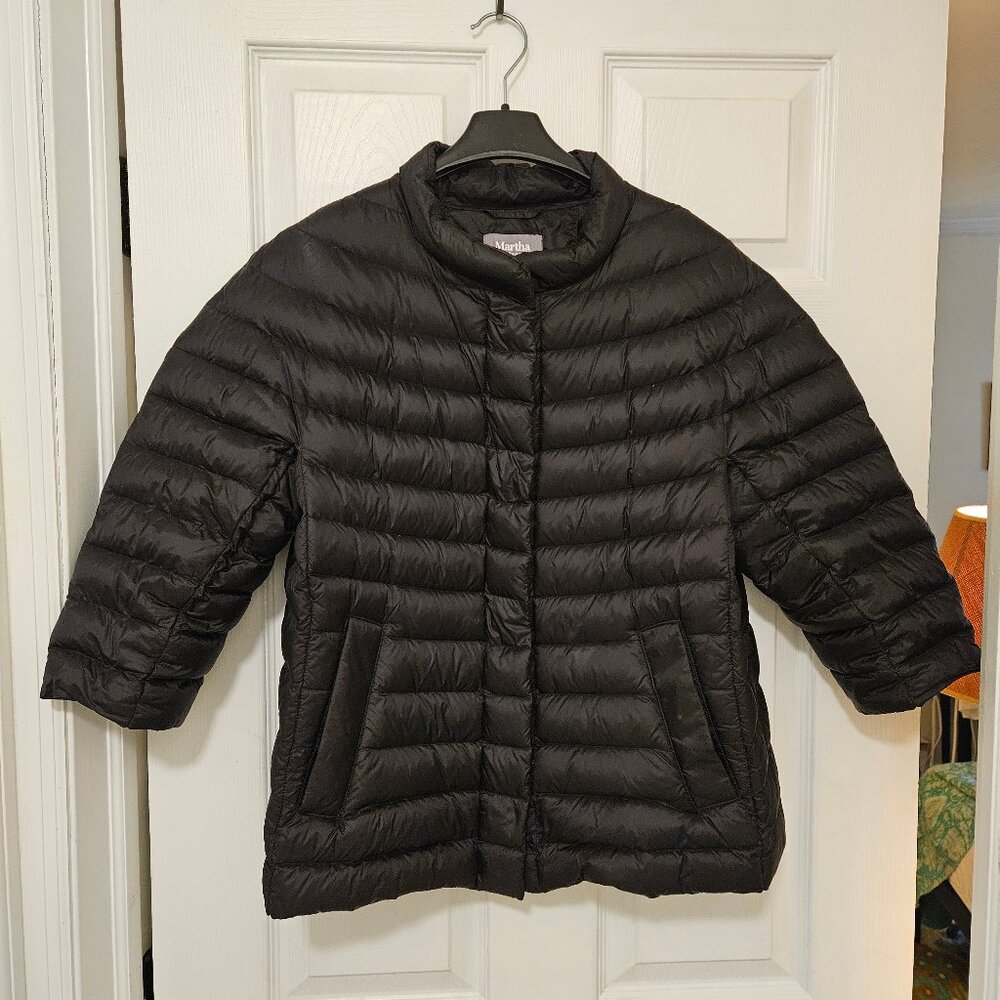 Martha Stewart 3/4-Sleeve Black Down Puffer M